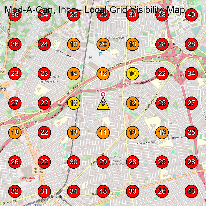 Mod-A-Can, Inc. GeoGrid visibility map for Machine Shop in Plainview